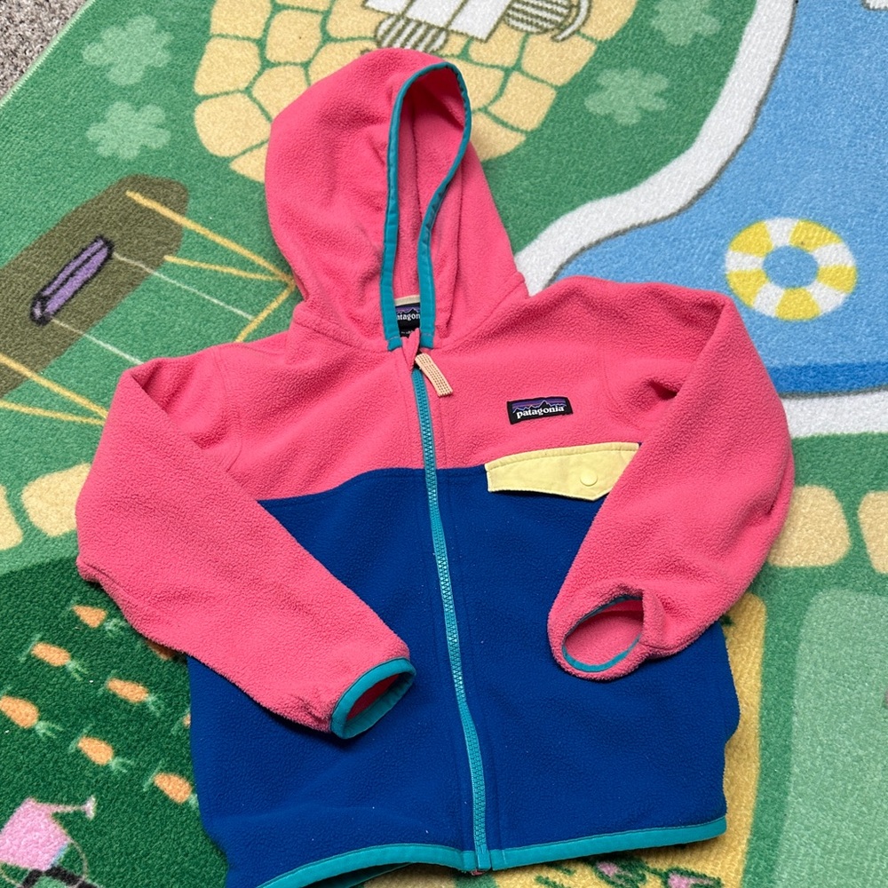 Patagonia Kids' Pink and Blue Fleece Hoodie